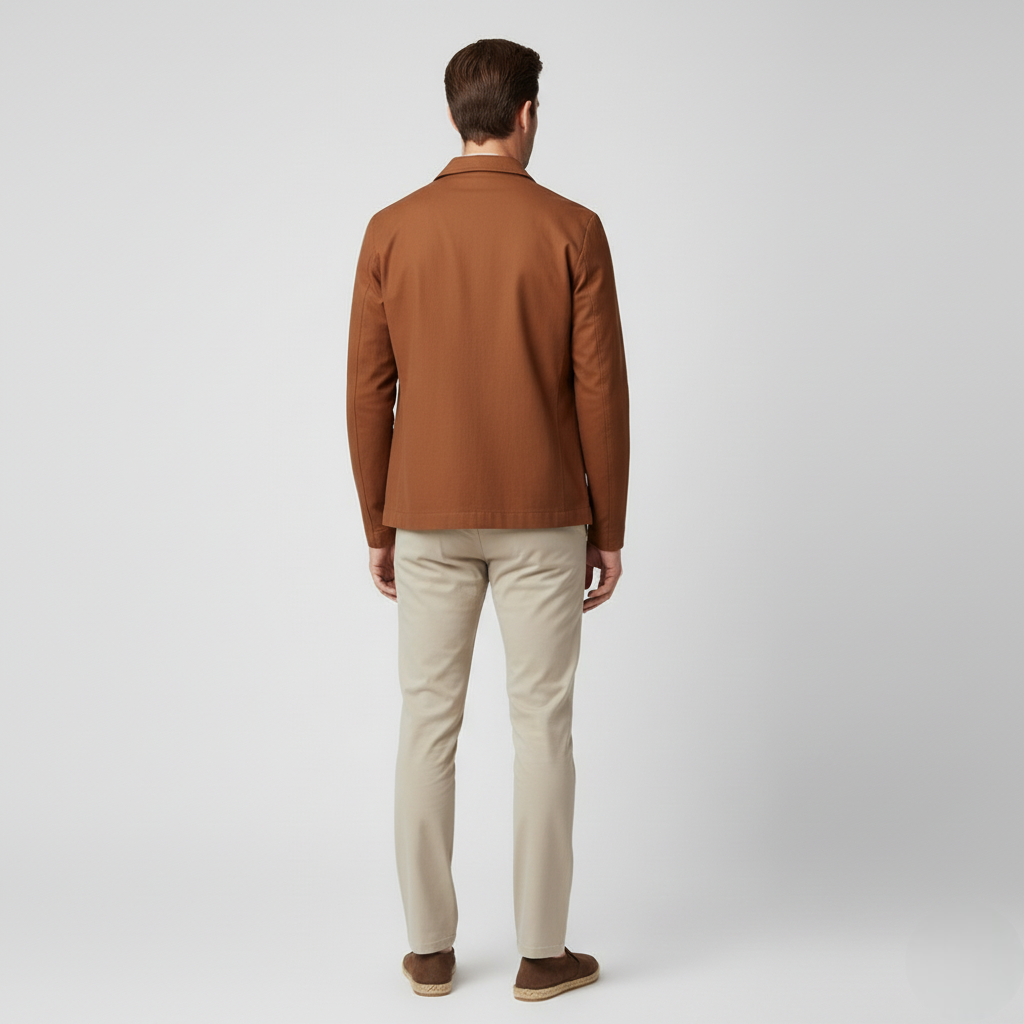 Men's Classic Tobacco Brown Zip-Up Harrington Jacket