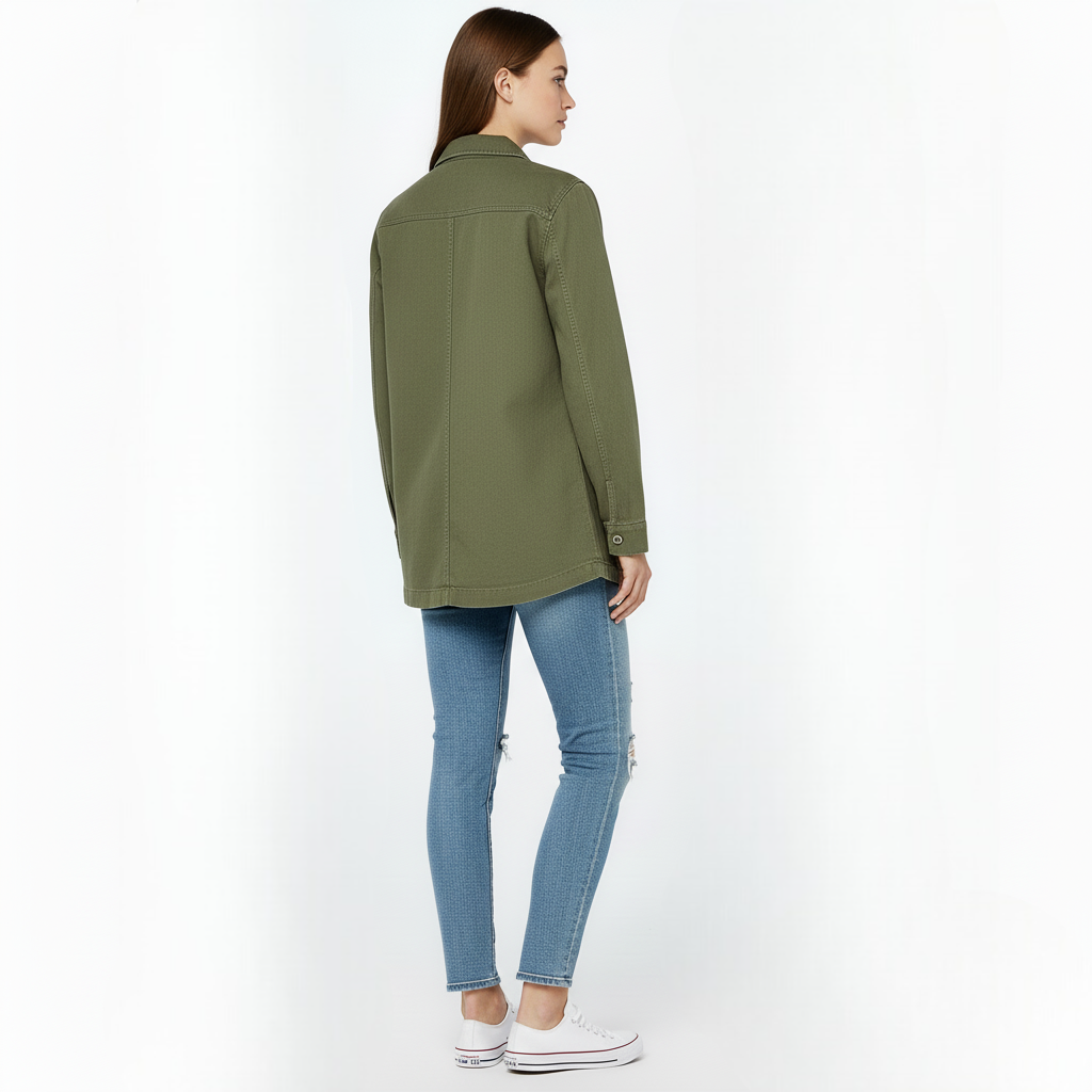 Women's Green Cotton Canvas Utility Shacket